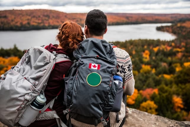 a Canadian couple enjoys hiking together