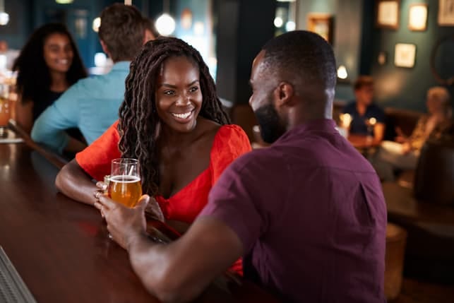 a beautiful black couple on a date