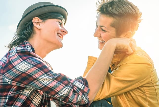 a lesbian couple enjoying each others company