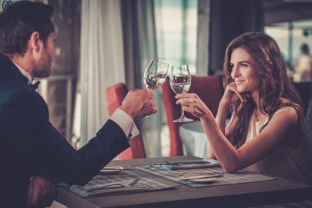 a couple meeting at the restaurant
