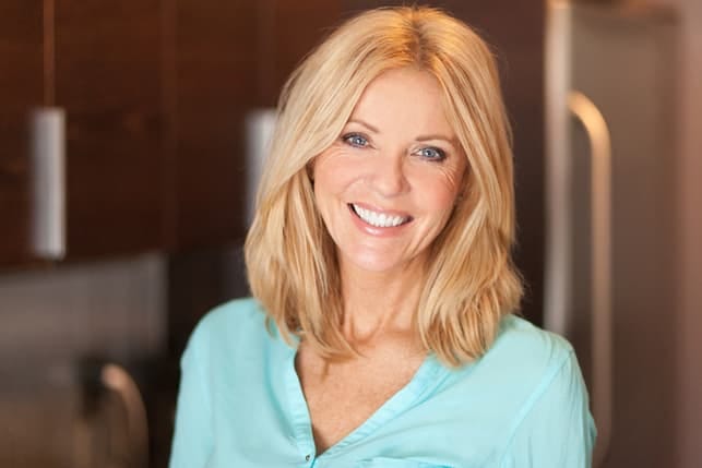 a portrait of a mature blonde woman