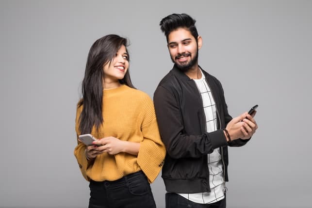 a modern Indian couple using dating apps