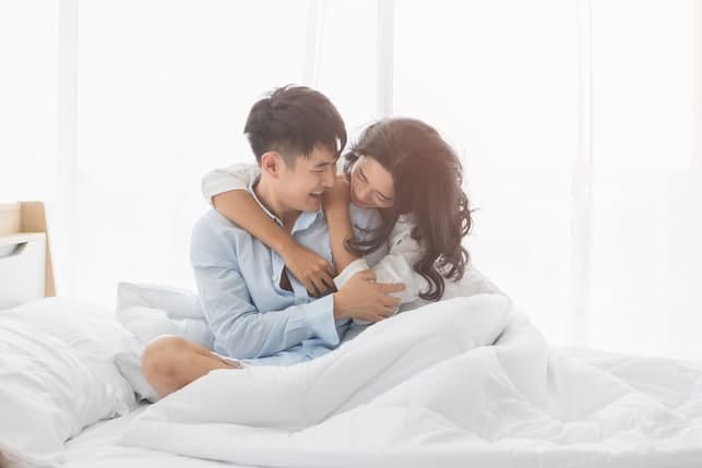 a happy Asian couple spending time together