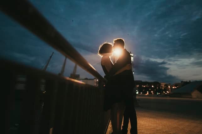 a couple on a romantic date in the evening