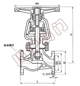 氧气专用截止阀 结构图